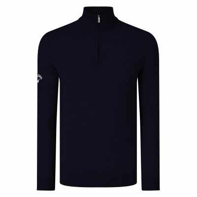 Maglione Merino a coste con cerniera ¼