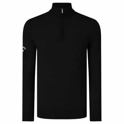 Maglione Merino a coste con cerniera ¼