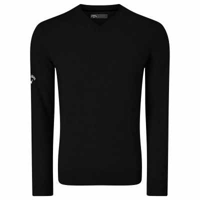 Maglione in lana merino a coste con scollo a V