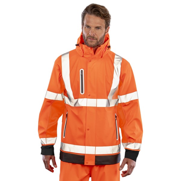 Giacca in PU prismatica resistente, sicura e asciutta con supporto riciclato - cod. RWR507X