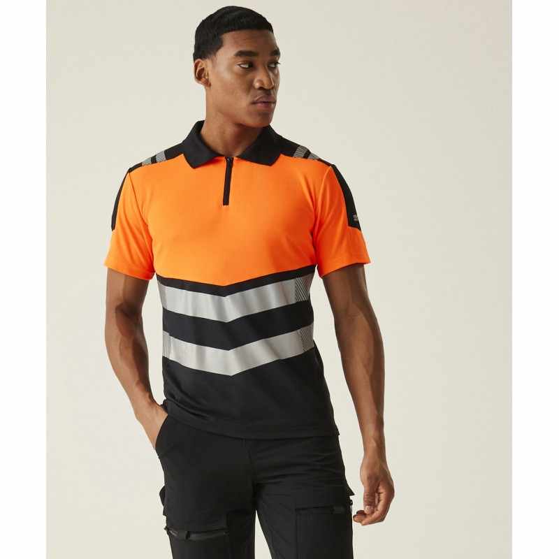 Polo da lavoro bicolore alta visibilità stampata con logo - cod. RWRG482