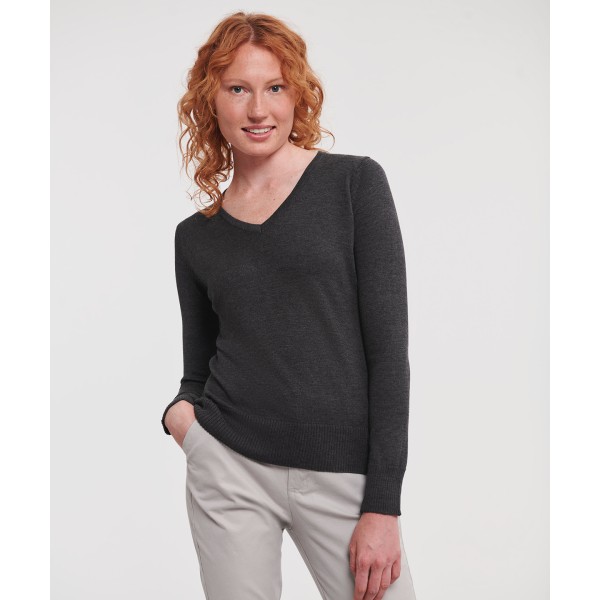 Maglione lavorato a maglia con scollo a V da donna - cod. RWJ710F