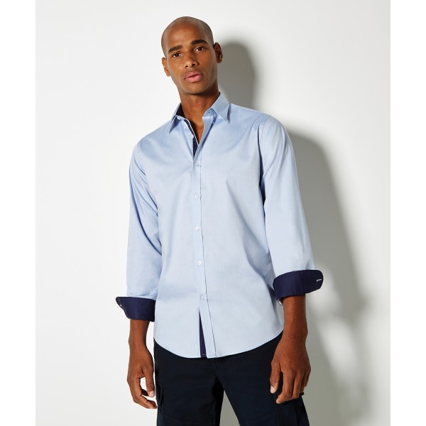 Camicia Oxford premium a contrasto (colletto con bottoni), maniche lunghe (vestibilità su misura) - cod. RWKK190