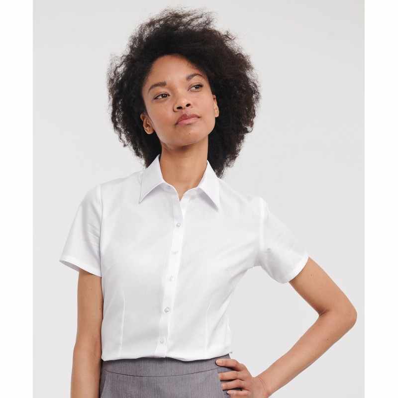 Camicia di cotone con logo aziendale a maniche corte da donna - cod. RWJ963F