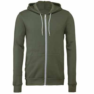 Felpa unisex con cappuccio e zip intera in pile di policotone