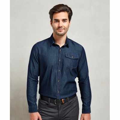 Camicia in denim con cuciture jeans