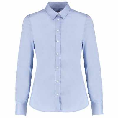 Camicia di cotone personalizzata con logo elasticizzata da donna a maniche lunghe