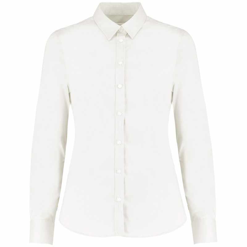 Camicia di cotone personalizzata con logo elasticizzata da donna a maniche lunghe - cod. RWKK782