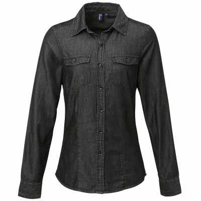 Camicia in denim con cuciture jeans da donna