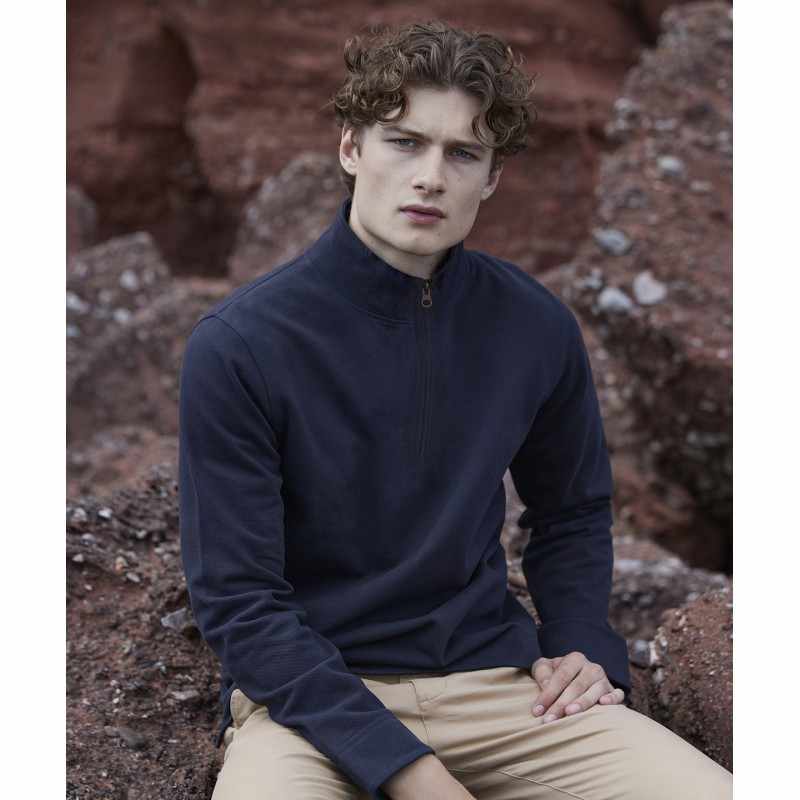 Felpa in piqué con cerniera 1/4 - cod. RWFR045