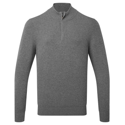 Maglione da uomo in misto cotone con cerniera ¼