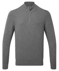 Maglione da uomo in misto cotone con cerniera ¼