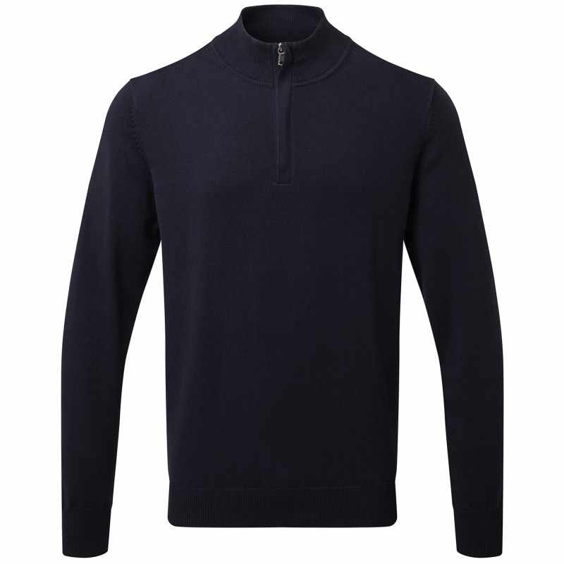 Maglione da uomo in misto cotone con cerniera ¼ - cod. RWAQ048