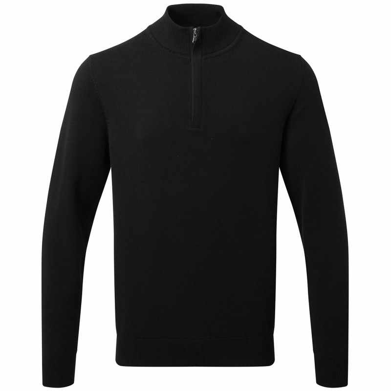 Maglione da uomo in misto cotone con cerniera ¼ - cod. RWAQ048