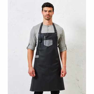 Grembiule con pettorina in denim effetto cerato Division con finta pelle