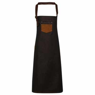 Grembiule con pettorina in denim effetto cerato Division con finta pelle