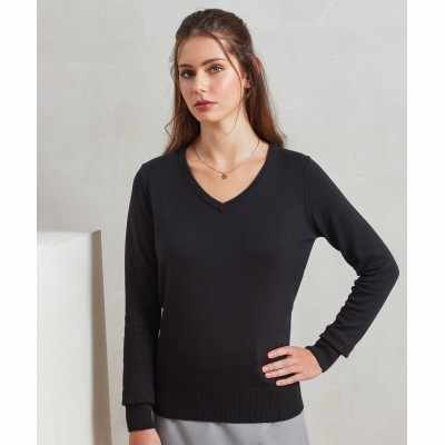 Maglione lavorato a maglia con scollo a V da donna