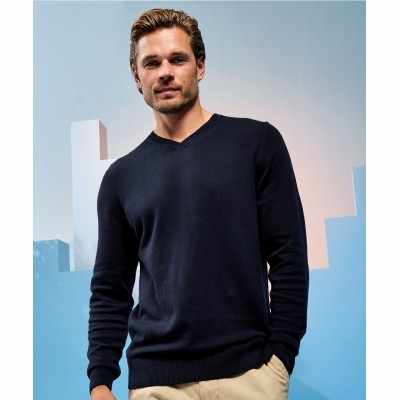 Maglione da uomo in misto cotone con scollo a V