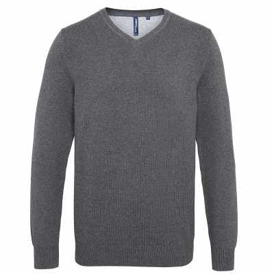 Maglione da uomo in misto cotone con scollo a V