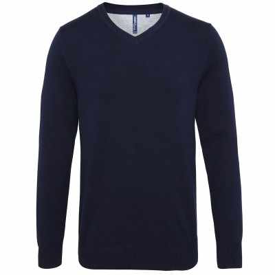 Maglione da uomo in misto cotone con scollo a V