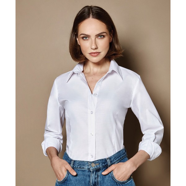 Camicetta da lavoro Oxford da donna a maniche lunghe (vestibilità su misura) - cod. RWKK361