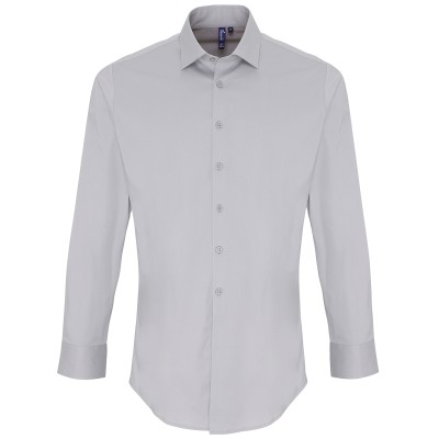 Camicia a maniche lunghe in popeline di cotone elasticizzato
