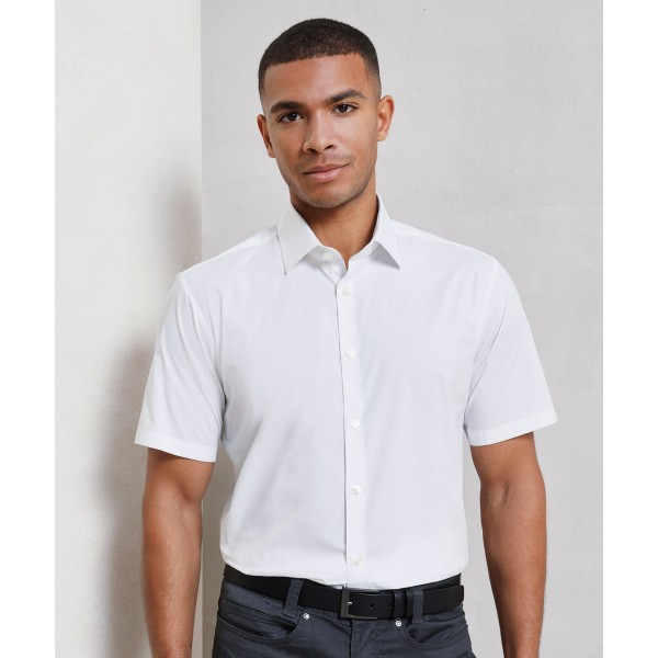 Camicia a maniche corte in popeline di cotone elasticizzato - cod. RWPR246