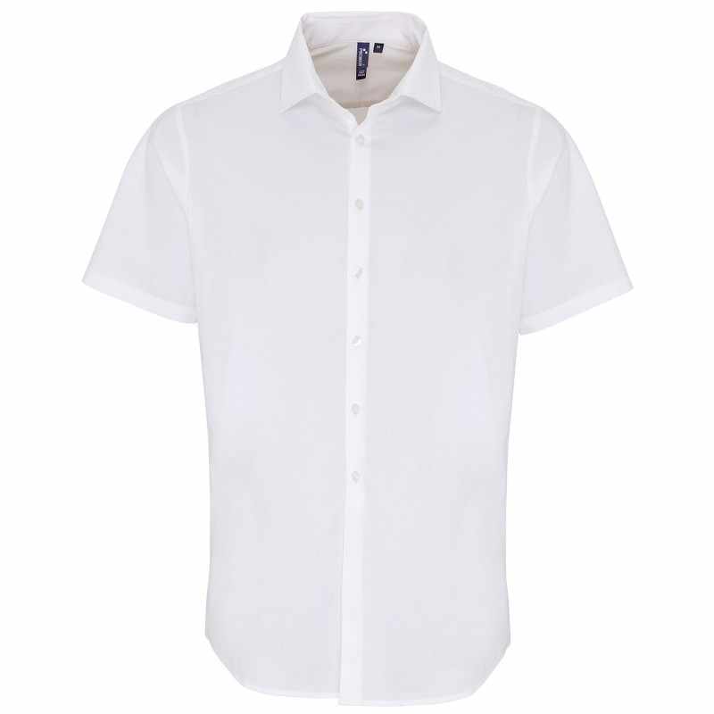 Camicia di cotone elasticizzato a maniche corte - cod. RWPR246