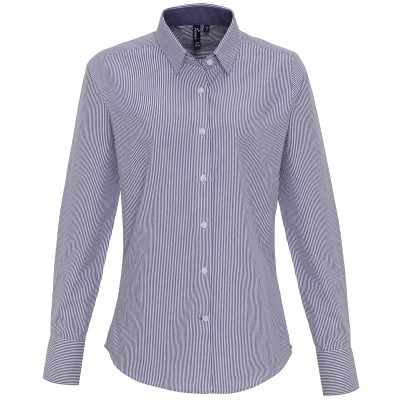 Blusa da donna in cotone Oxford a righe