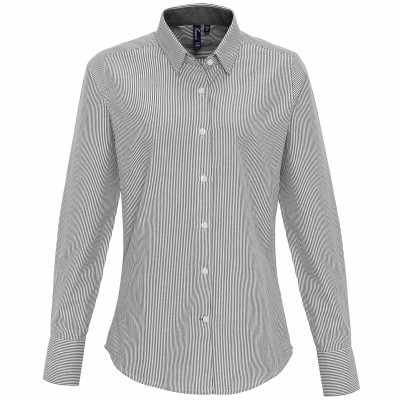 Blusa da donna in cotone Oxford a righe