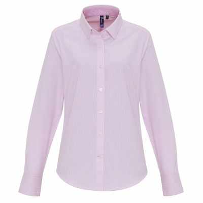 Blusa da donna in cotone Oxford a righe