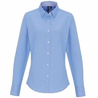 Blusa da donna in cotone Oxford a righe