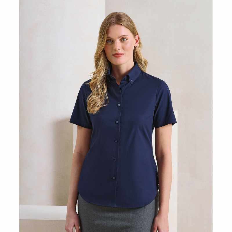 Camicia di cotone da personalizzare a maniche corte da donna - cod. RWPR386