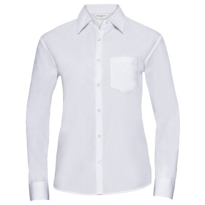 Camicia da donna a maniche lunghe in popeline di policotone e facile da trattare