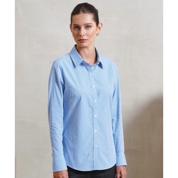 Camicia da donna a maniche lunghe in cotone Microcheck (Gingham) - cod. RWPR320