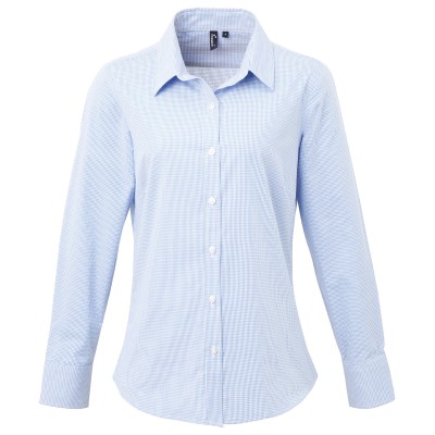 Camicia da donna a maniche lunghe in cotone Microcheck (Gingham)