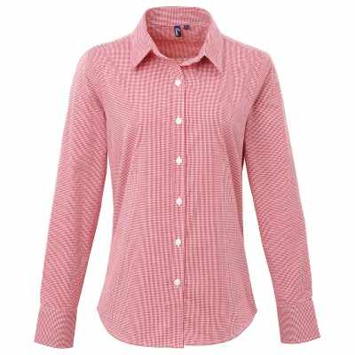 Camicia da donna a maniche lunghe in cotone Microcheck (Gingham)