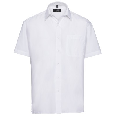 Camicia a maniche corte in popeline di policotone e facile da trattare