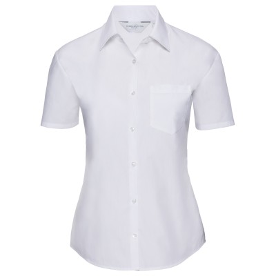 Camicia da donna a maniche corte in popeline di policotone e facile da lavare
