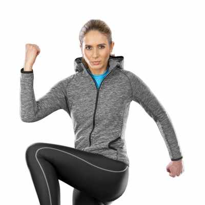Felpa con cappuccio in micropile da donna