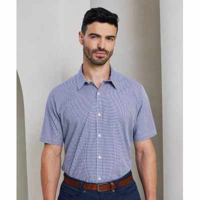 Camicia in cotone a maniche corte Microcheck (Gingham)