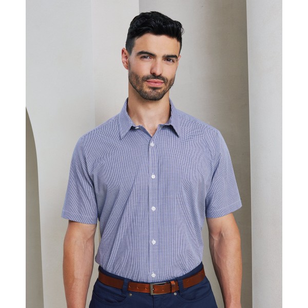 Camicia in cotone a maniche corte Microcheck (Gingham) - cod. RWPR221