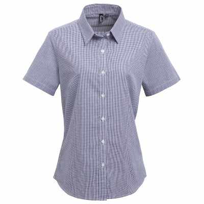 Camicia da donna a maniche corte in cotone Microcheck (Gingham)