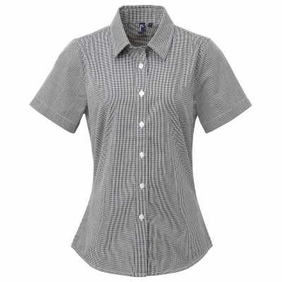 Camicia da donna a maniche corte in cotone Microcheck (Gingham)