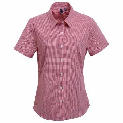 Camicia da donna a maniche corte in cotone Microcheck (Gingham)