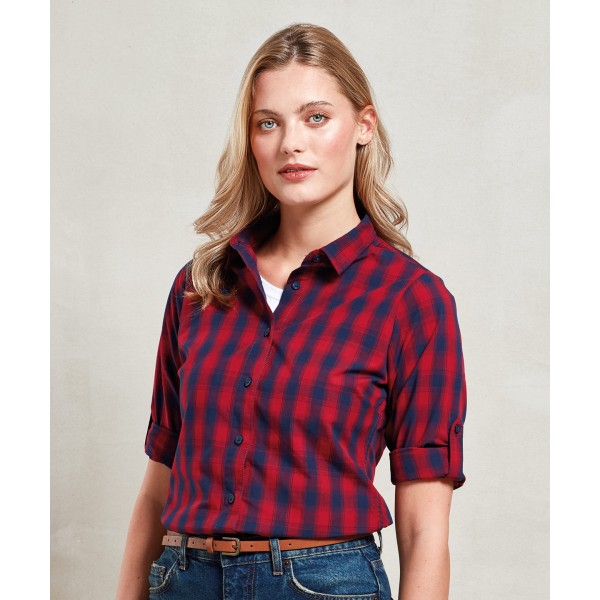 Camicia a maniche lunghe in cotone a quadri Mulligan da donna - cod. RWPR350