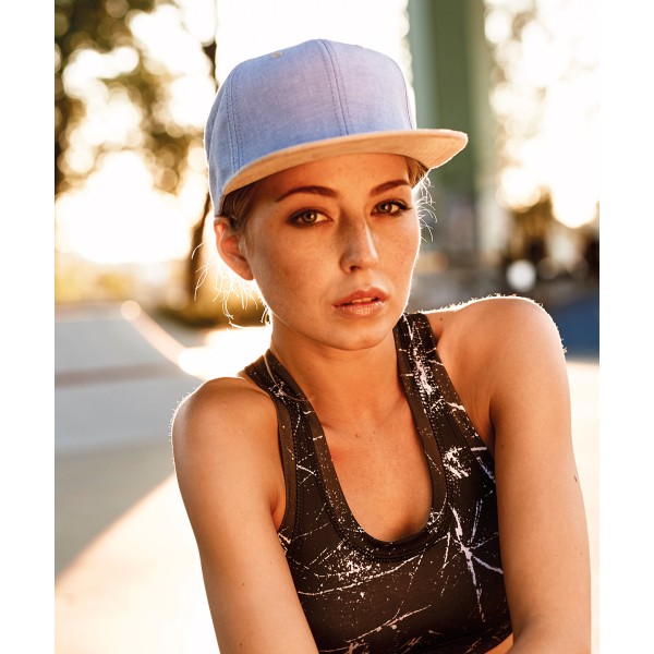 Snapback in pelle scamosciata e chambray (6089CH) - cod. RWYP009