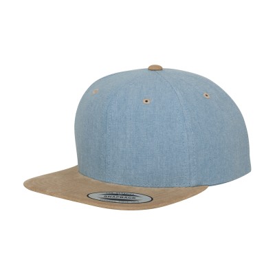 Snapback in pelle scamosciata e chambray (6089CH) Snapback in pelle scamosciata e chambray (6089CH)