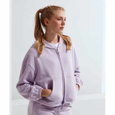 Felpa con cappuccio e zip intera con coulisse in TriDri® riciclato da donna