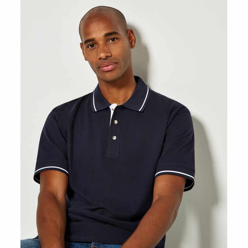 Polo da uomo con risvolti a contrasto stampata - cod. RWKK606